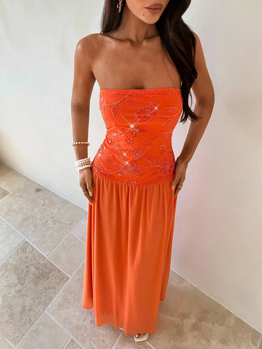 Rochie maxi SHEIN, portocaliu