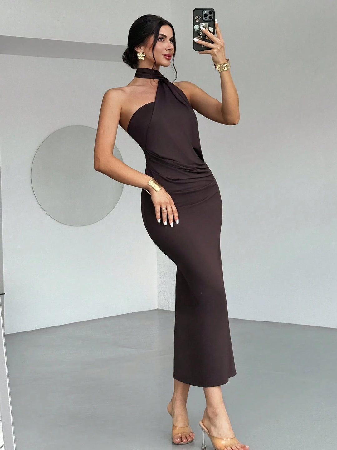 Rochie midi SHEIN, maro
