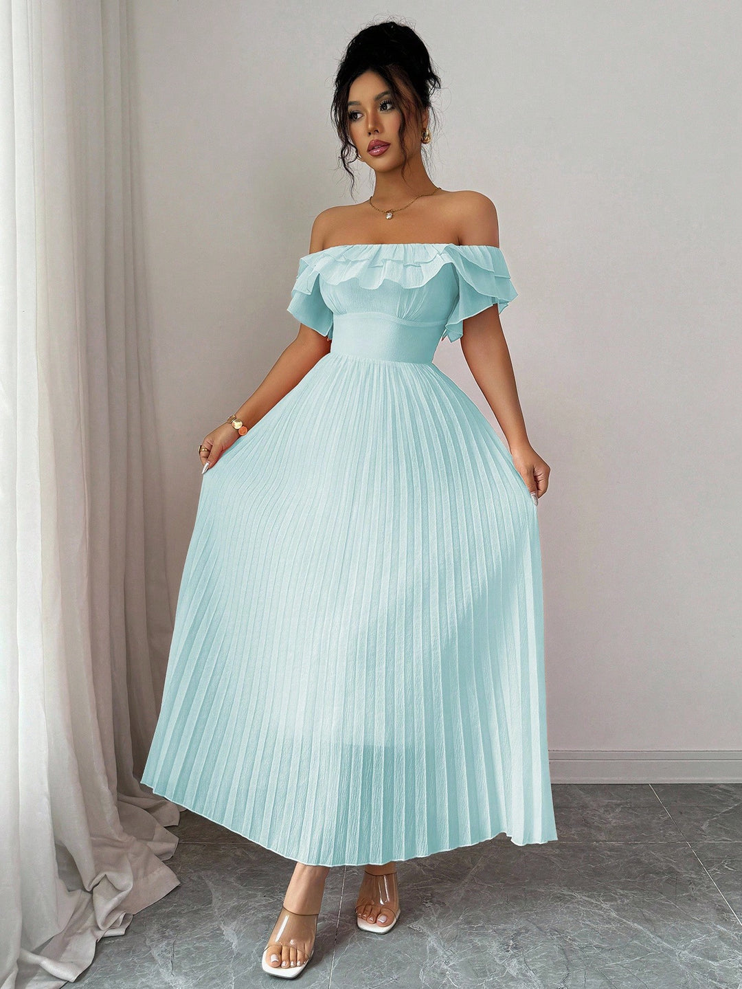 SHEIN midi ruha, türkiz