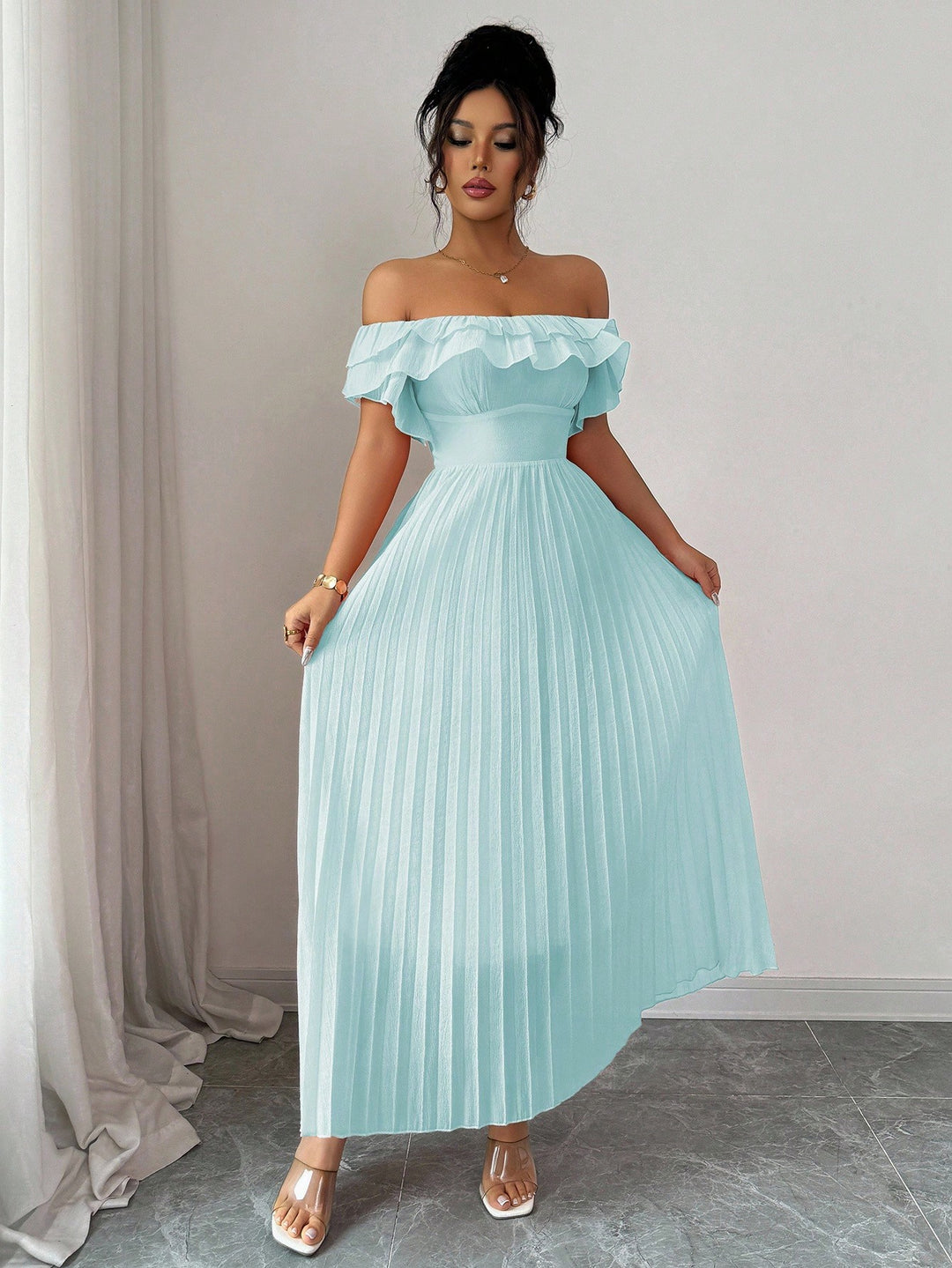 SHEIN midi ruha, türkiz