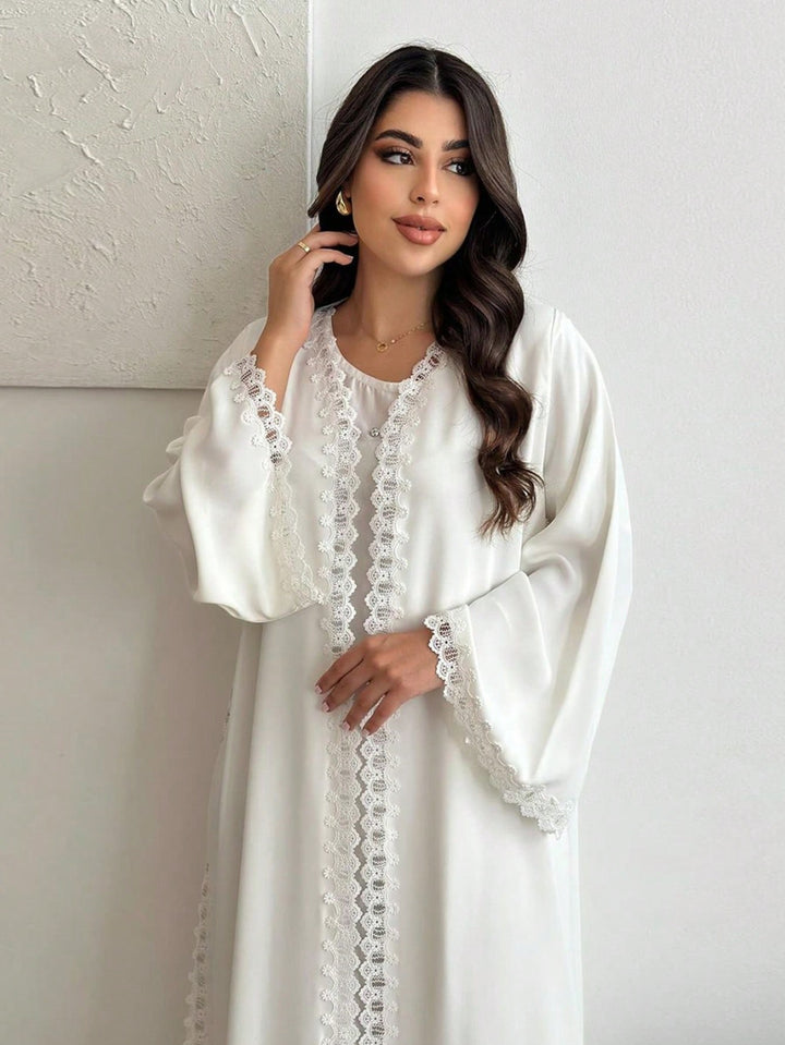 Set caftan și jalabiya SHEIN, alb