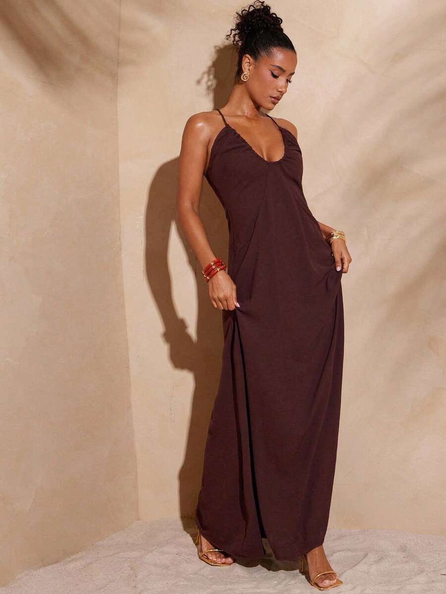 Rochie maxi SHEIN, maro