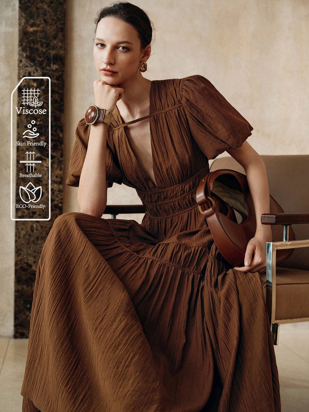Rochie maxi SHEIN, maro