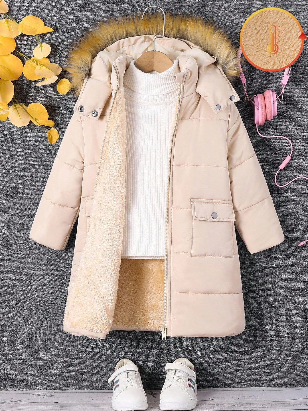 Shein kabát, khaki