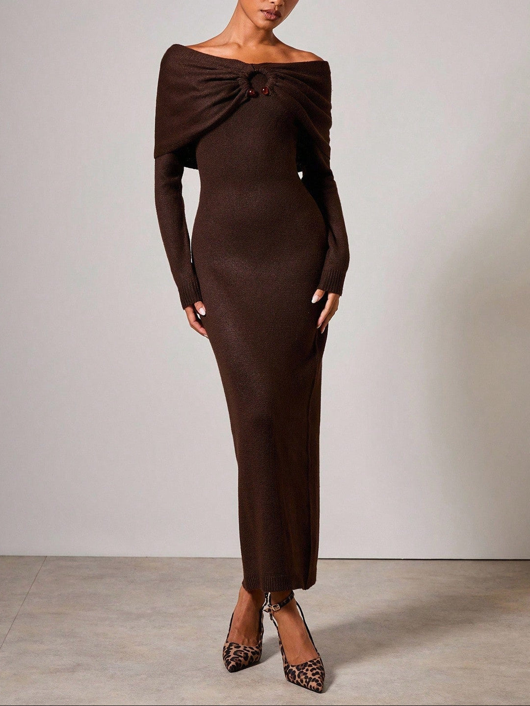 Shein maxi ruha, barna