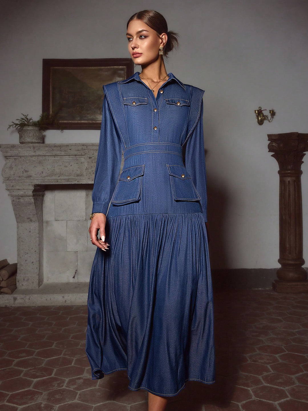 Rochie maxi SHEIN, albastru