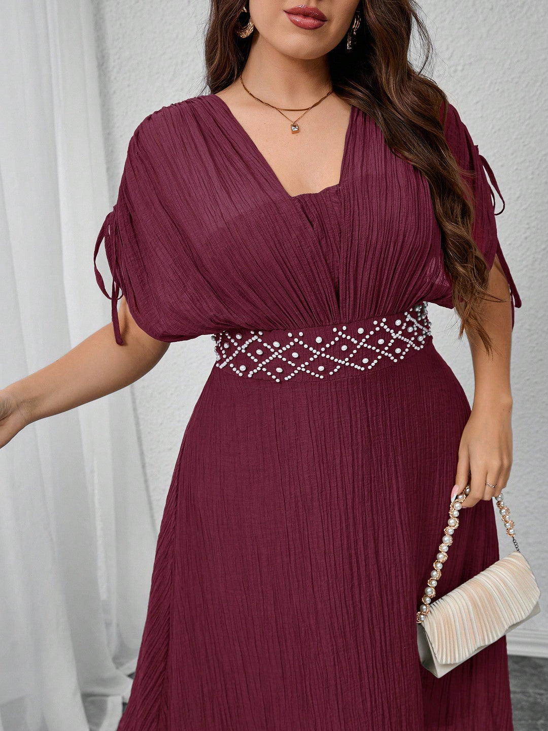 SHEIN bordó midiruha