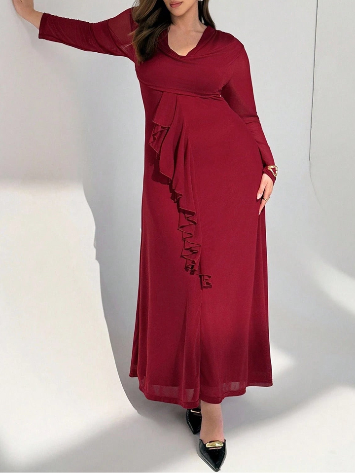 Shein bordó maxi ruha