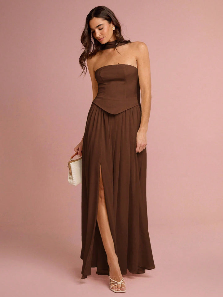 Rochie maxi SHEIN, maro