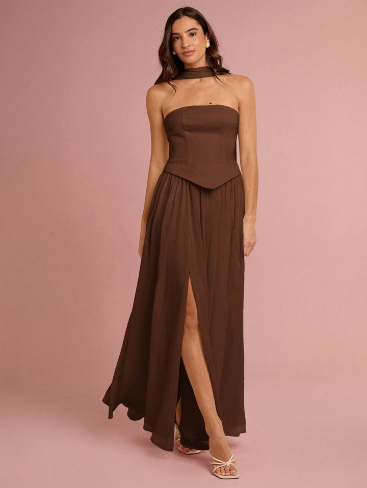 Rochie maxi SHEIN, maro
