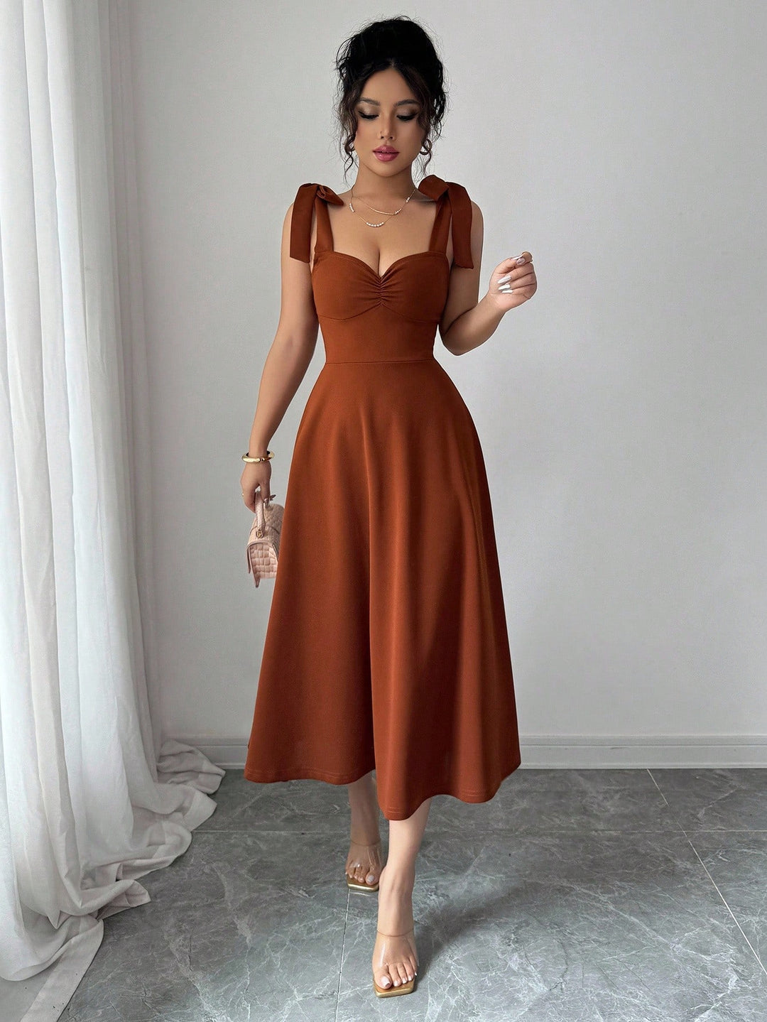 Rochie midi SHEIN, maro