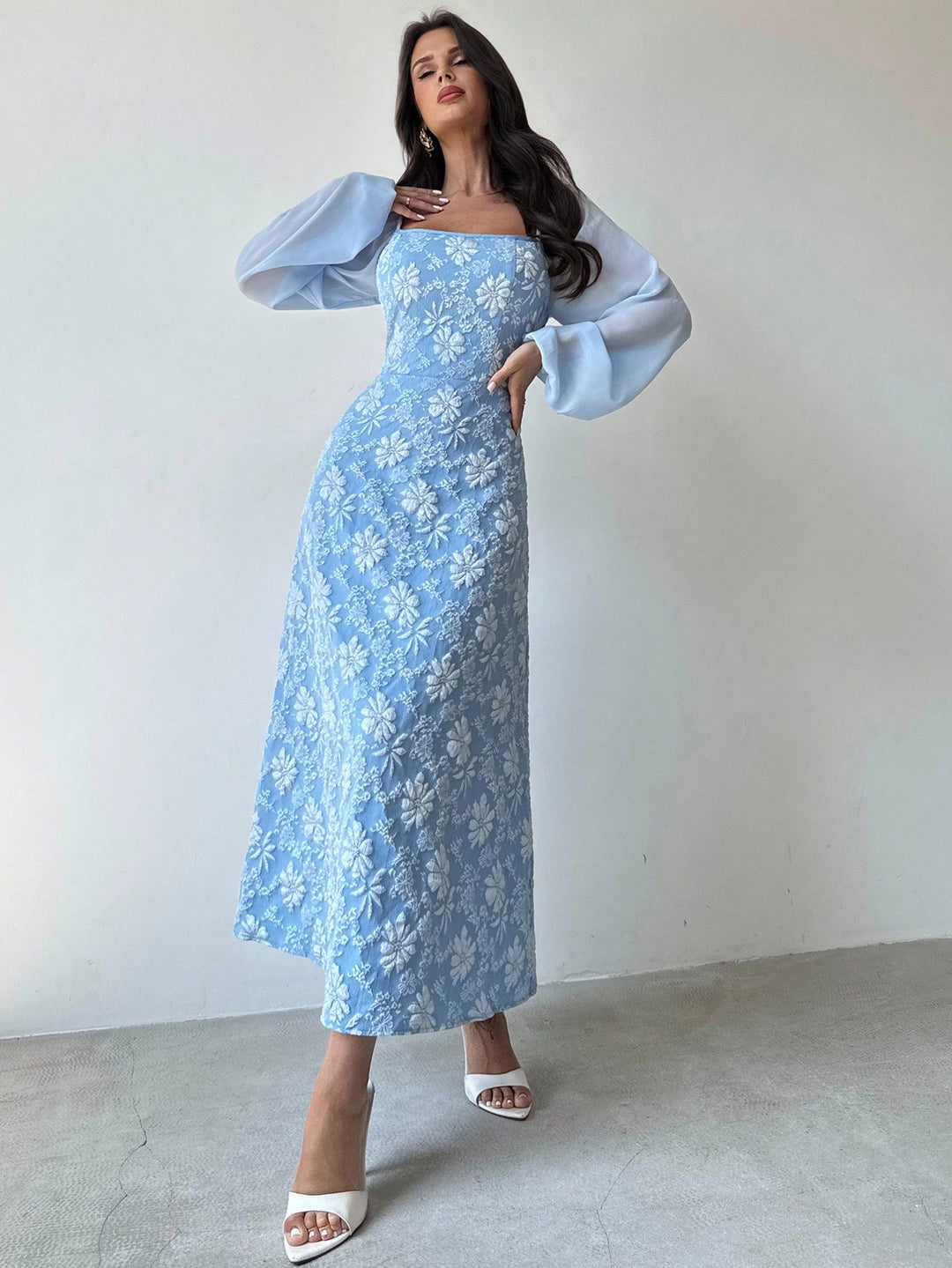 SHEIN kék midi ruha