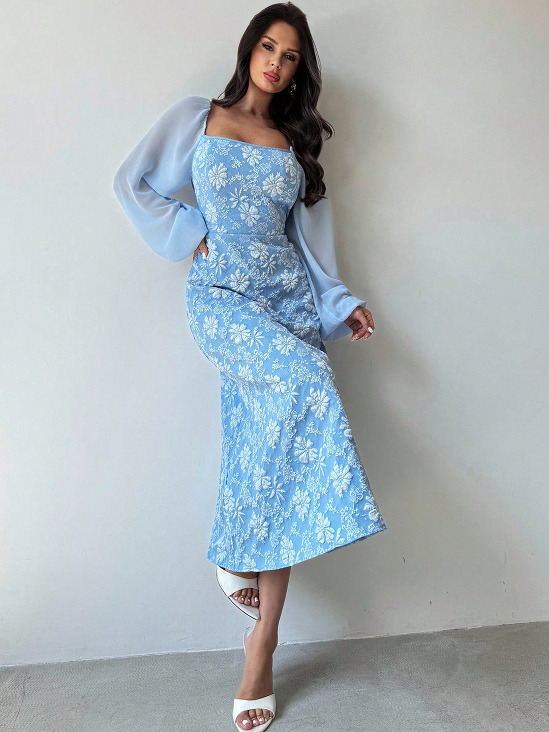 SHEIN kék midi ruha