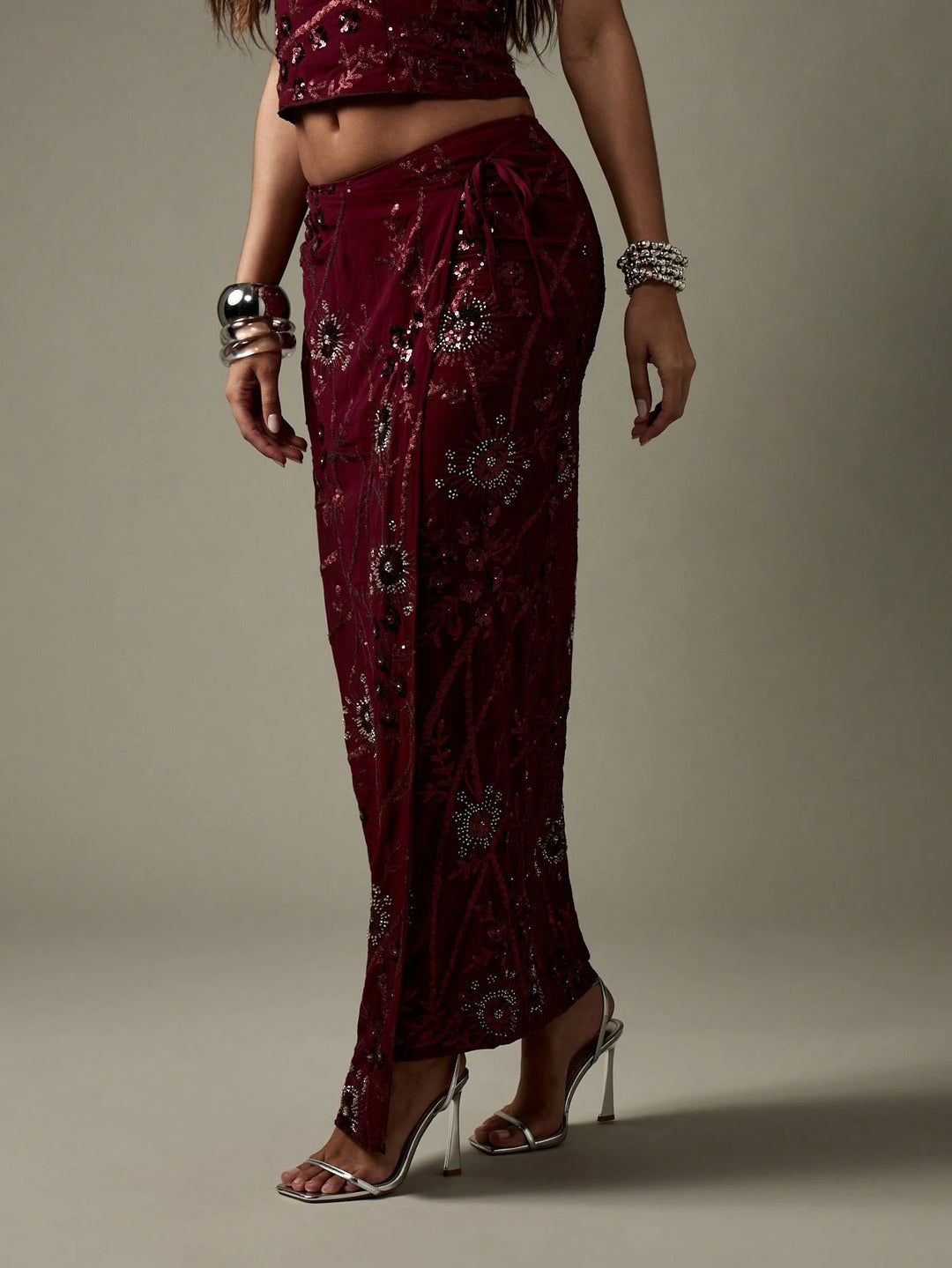 SHEIN maxiszoknya, bordó