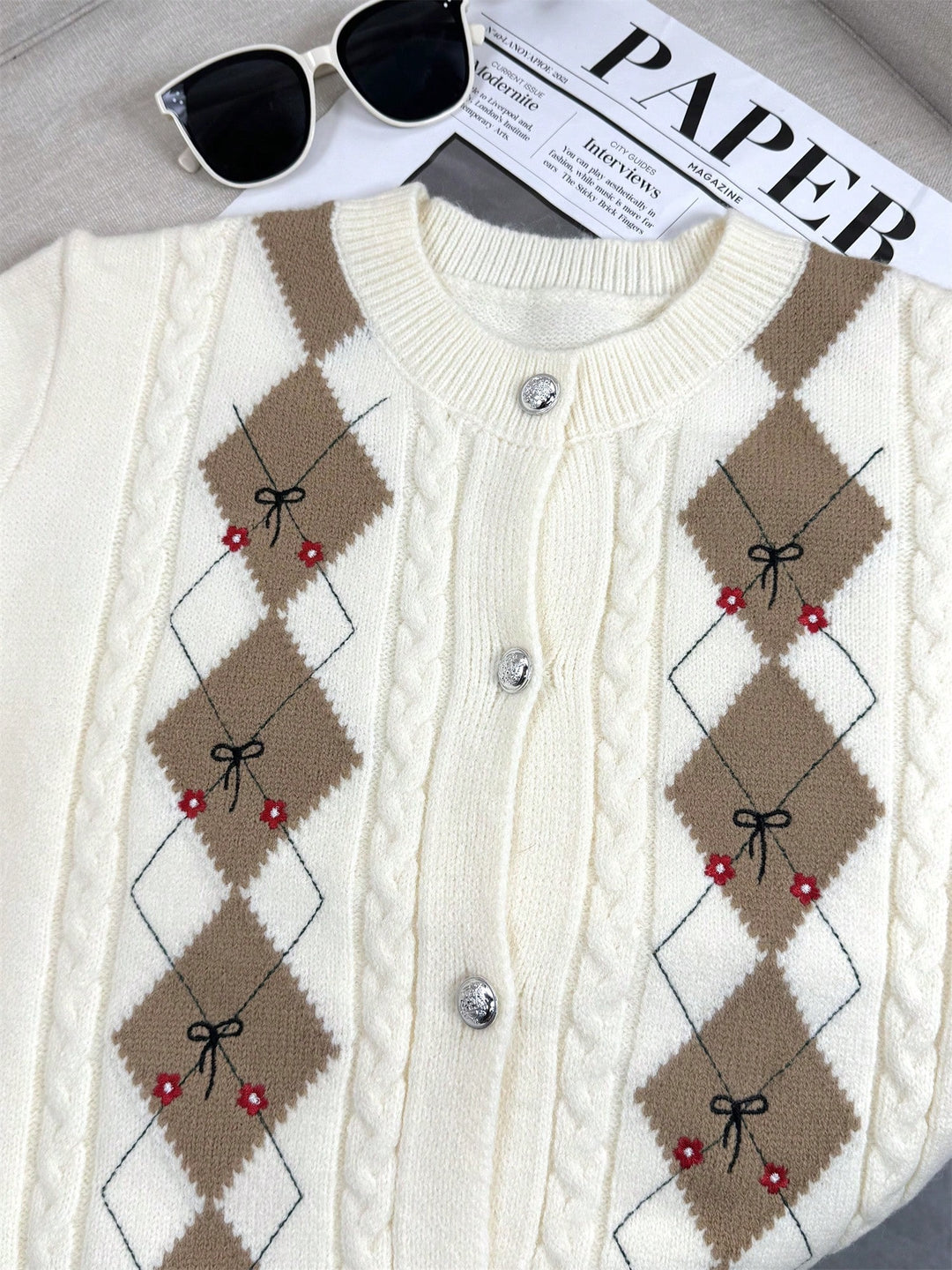 Kardigán SHEIN, krémszínű