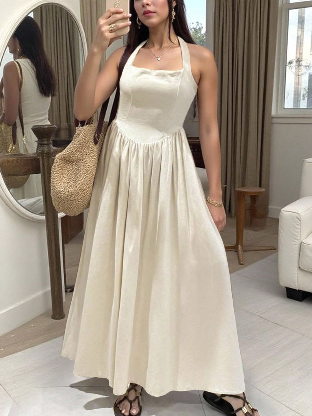 Rochie maxi SHEIN, bej