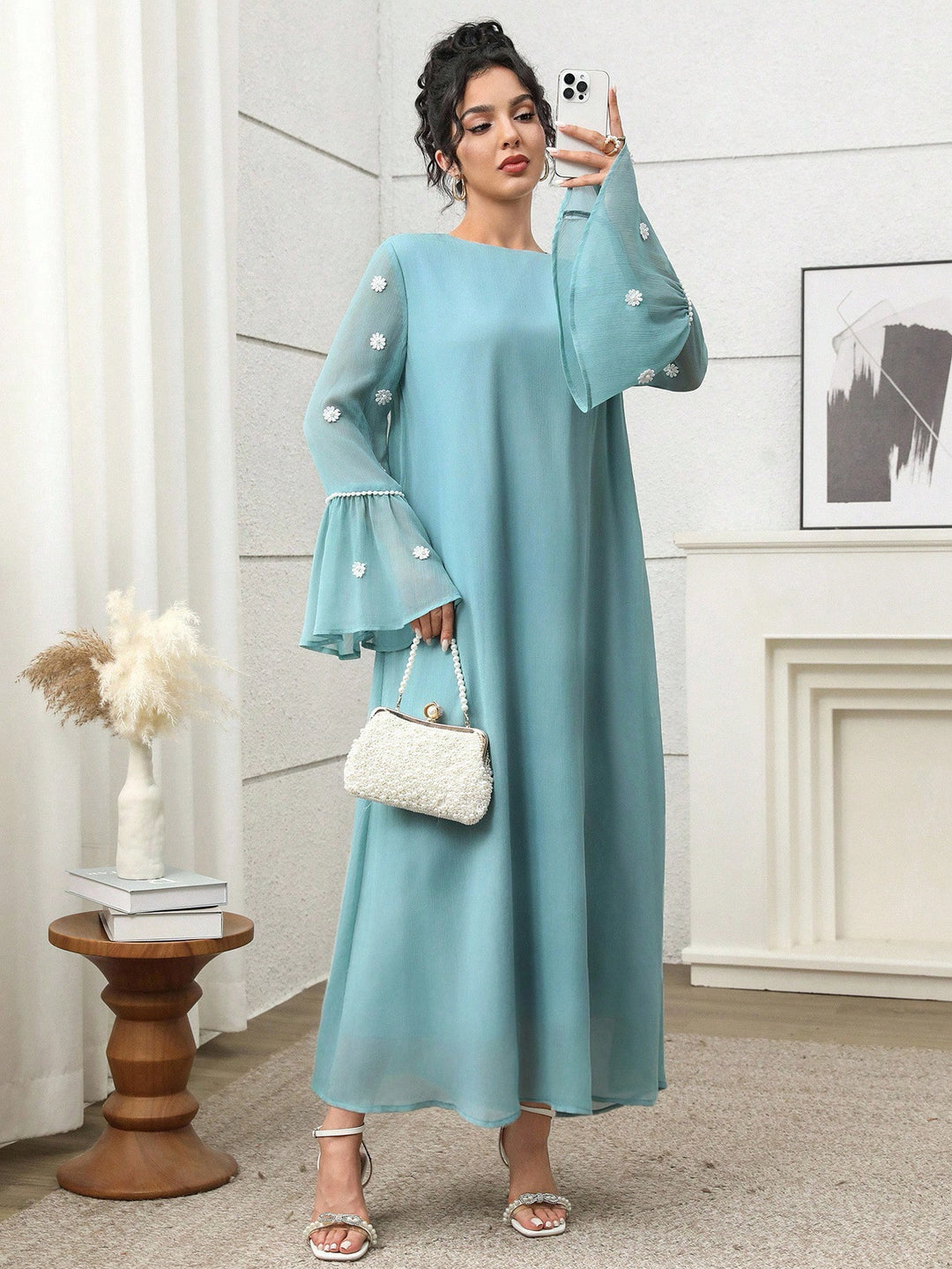 Set caftan și jalabiya SHEIN, albastru