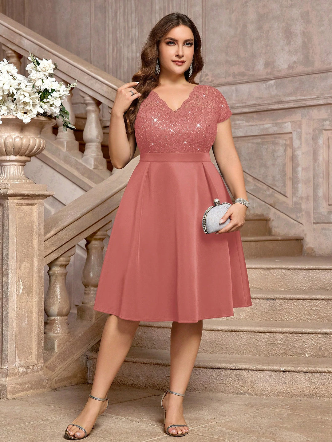 Rochie midi SHEIN, roz