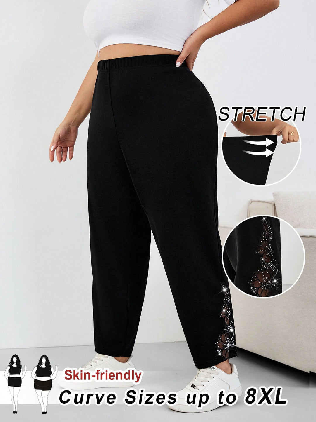 Shein Curve+ nadrág, fekete