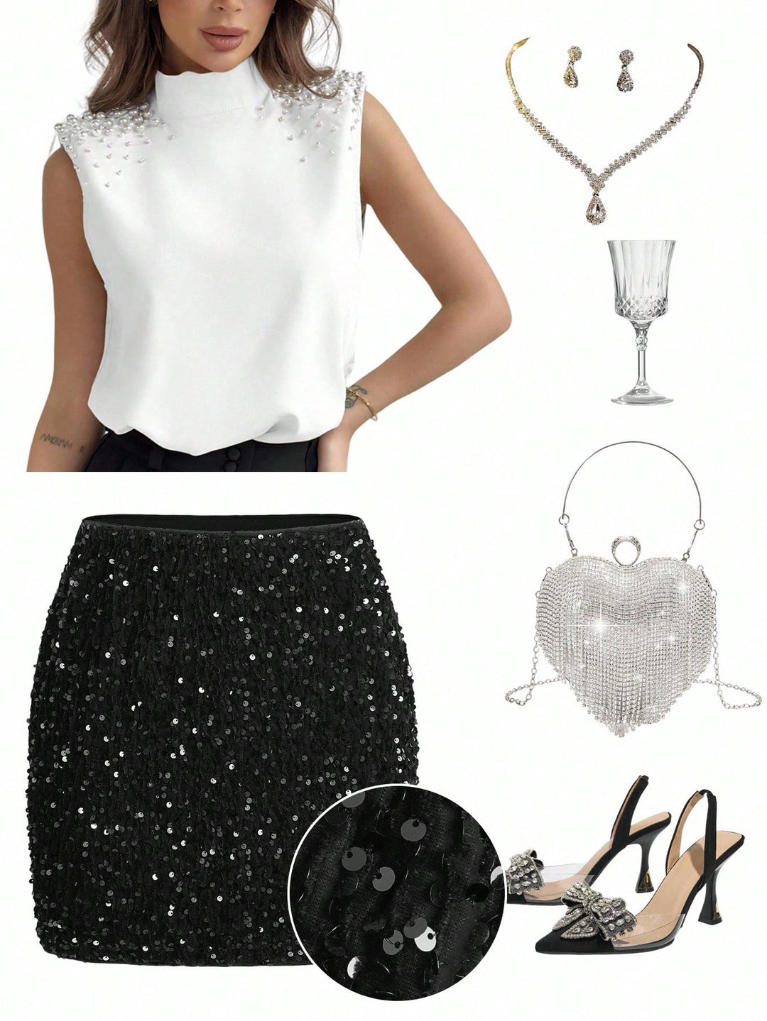 SHEIN miniszoknya, fekete