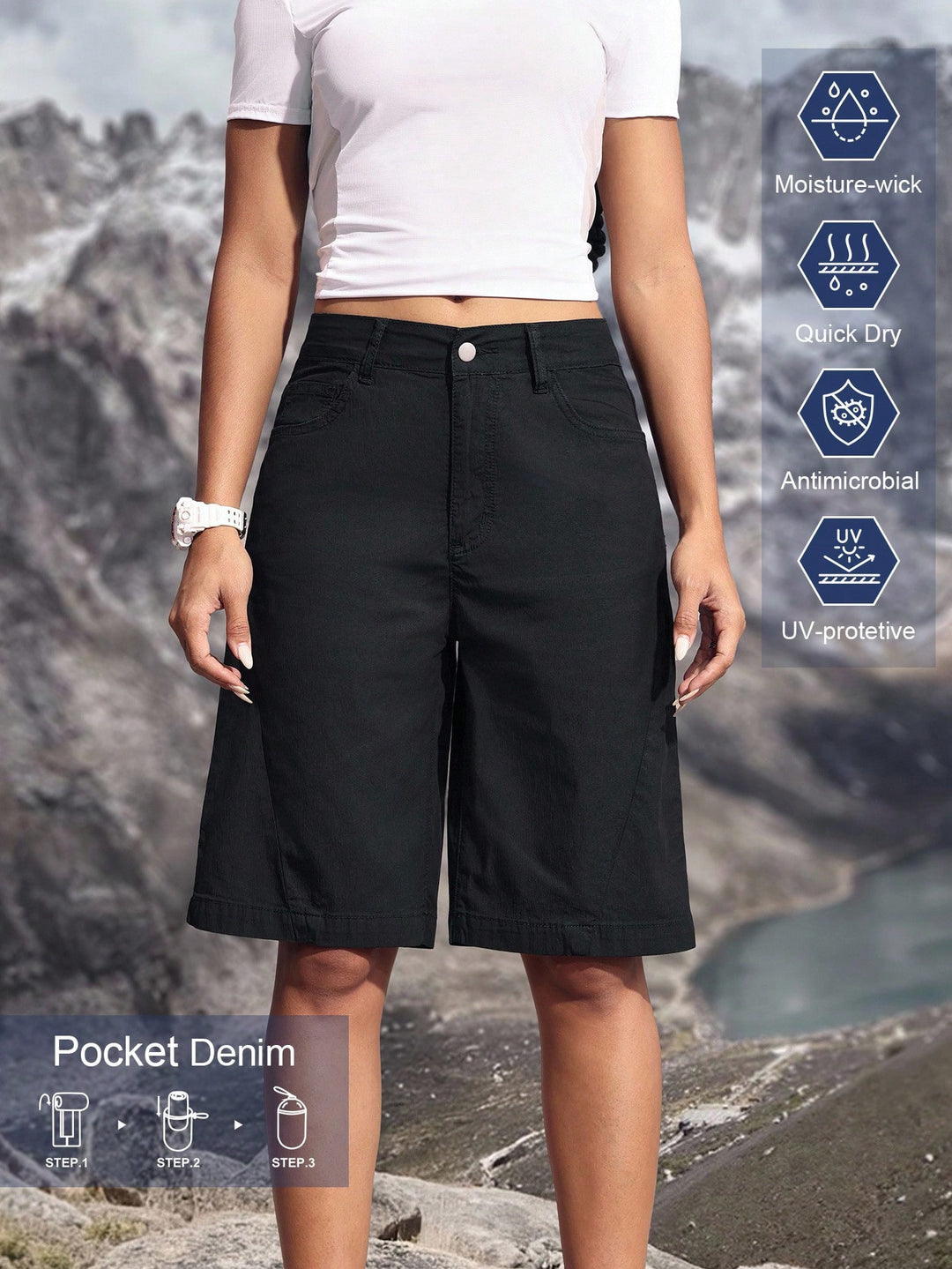 Pantaloni scurți SHEIN, negru