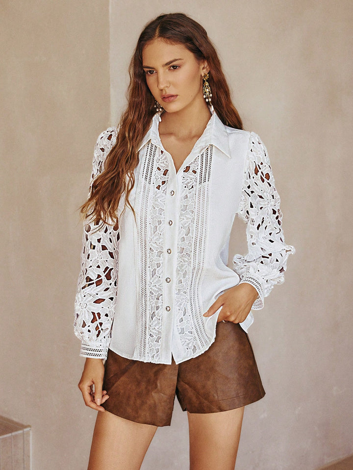 Bluza elegantă SHEIN, alb