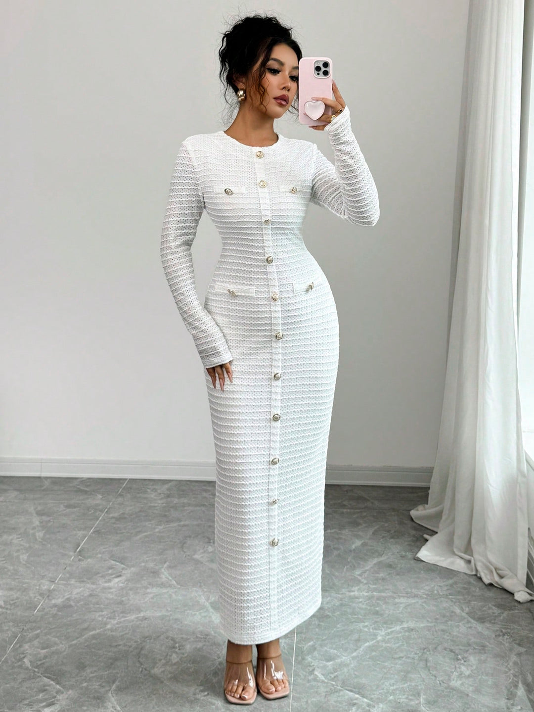Rochie maxi SHEIN, alb