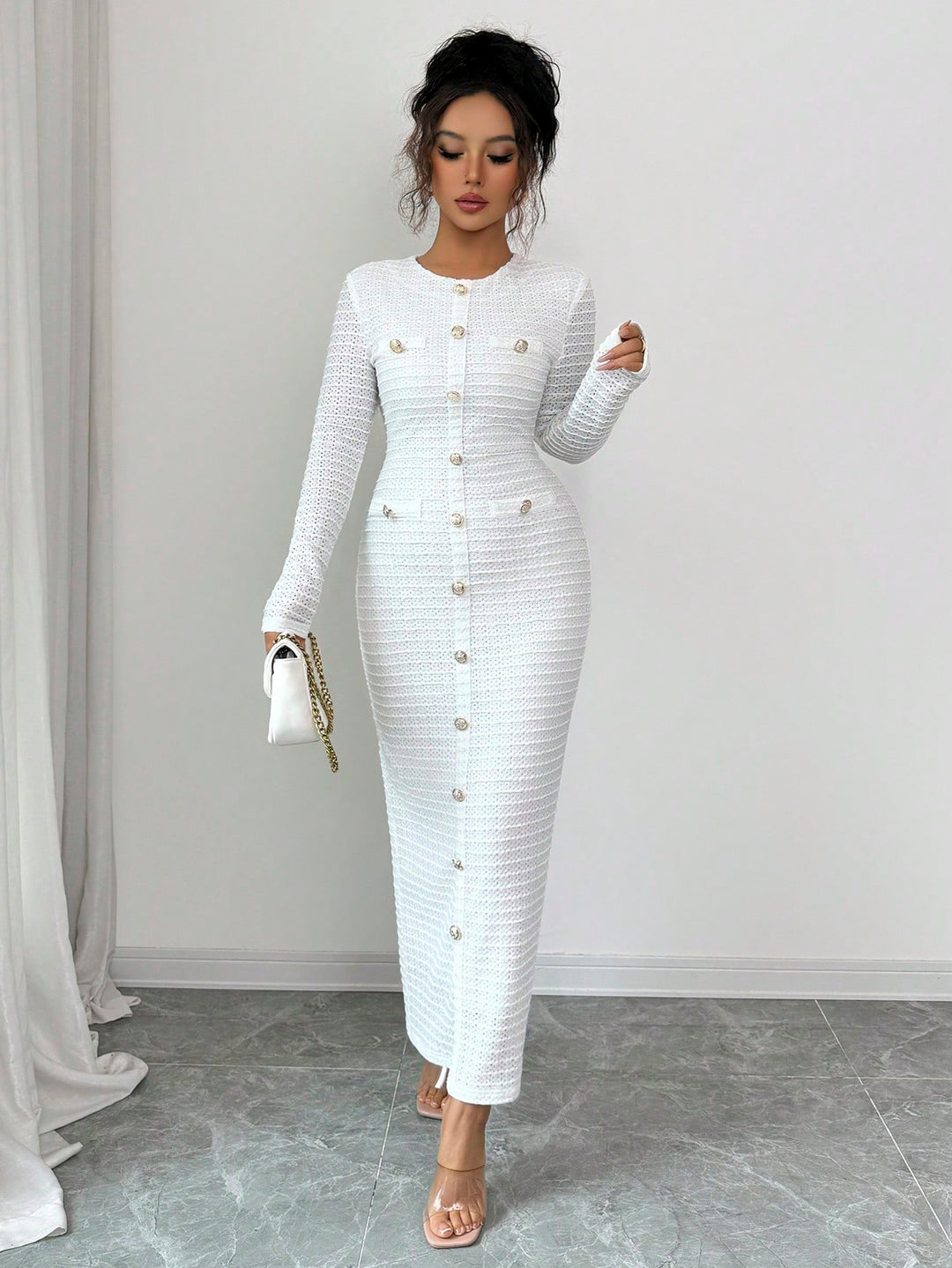 Rochie maxi SHEIN, alb