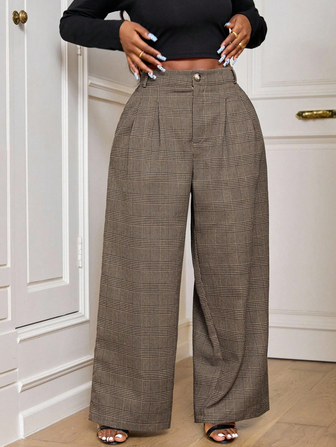 Pantalon de costum SHEIN, maro