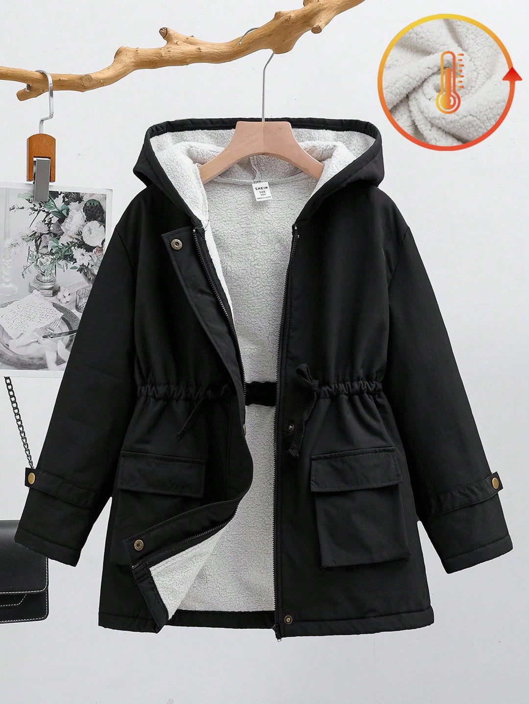 SHEIN kabát, fekete