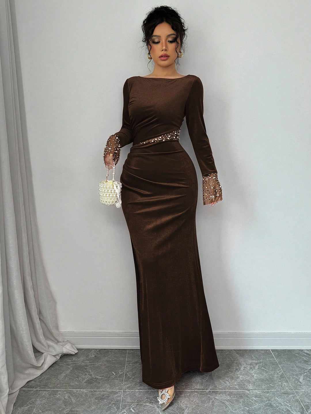 Rochie maxi SHEIN, maro