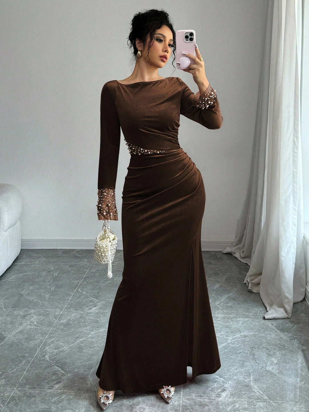 Rochie maxi SHEIN, maro