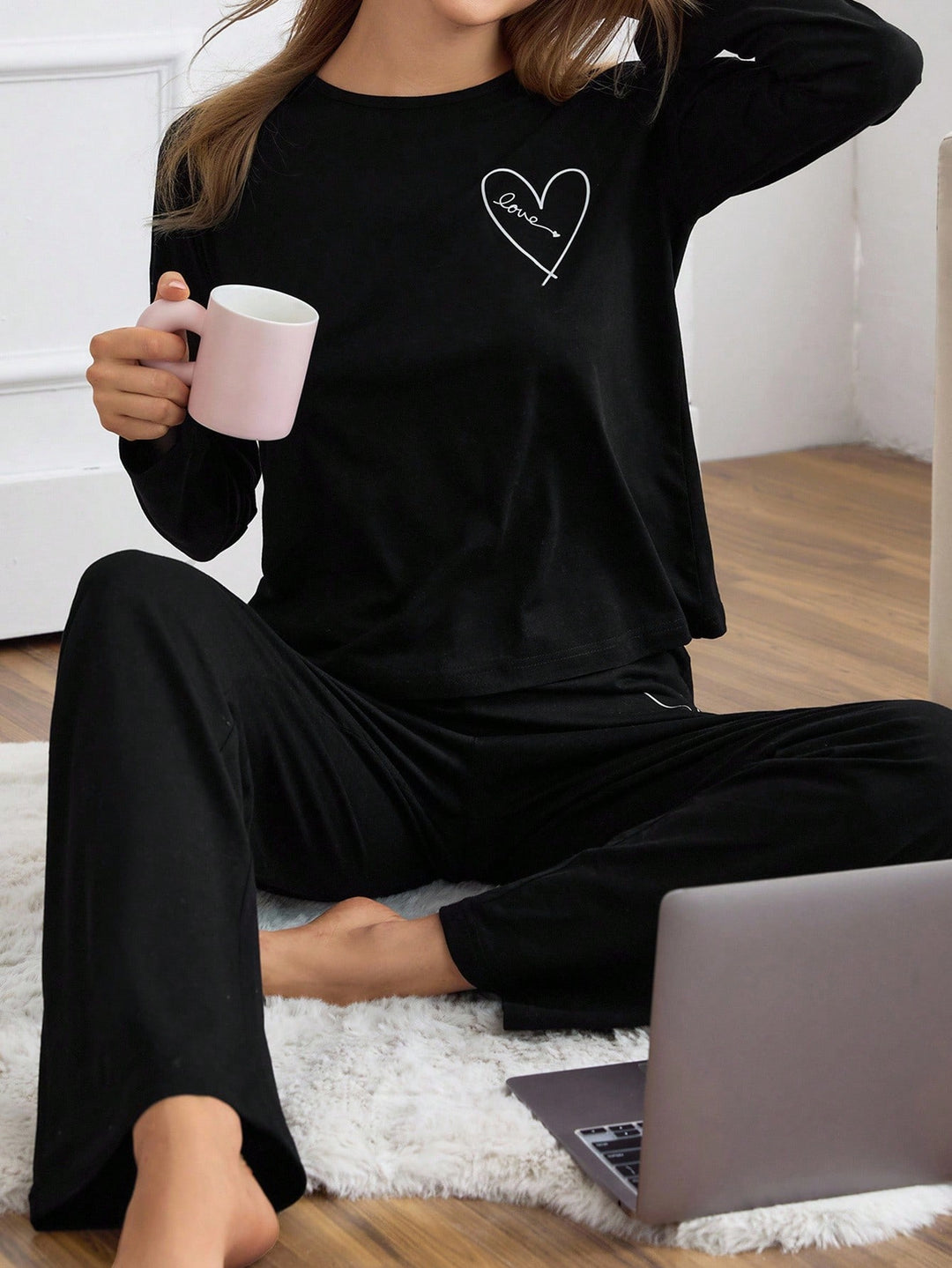 Compleu pijamale SHEIN, negru