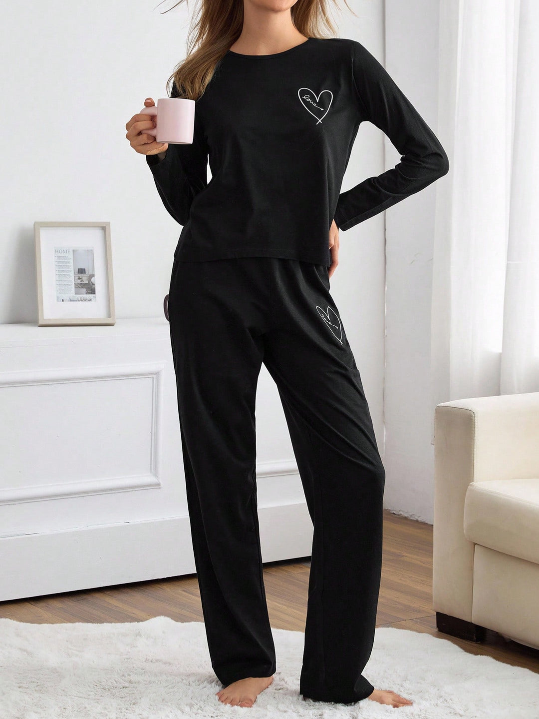 Compleu pijamale SHEIN, negru