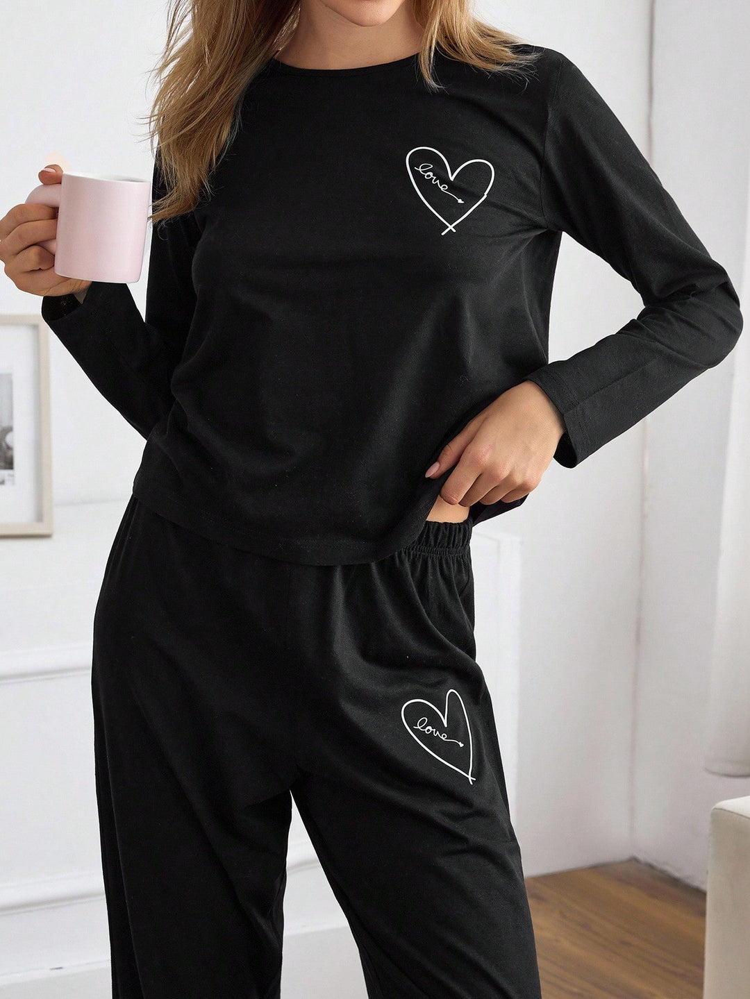 Compleu pijamale SHEIN, negru