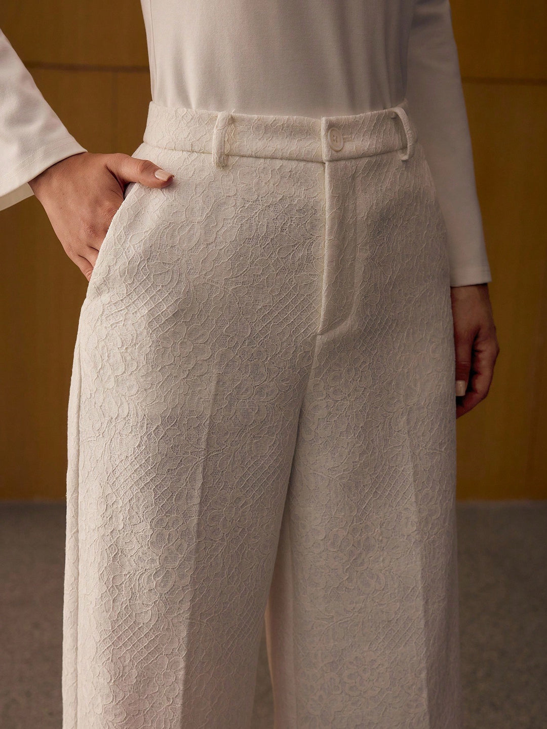 Pantalon SHEIN, alb