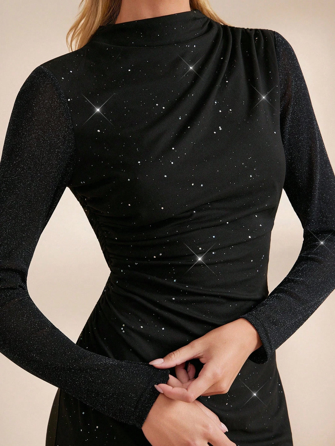 SHEIN midi ruha, fekete