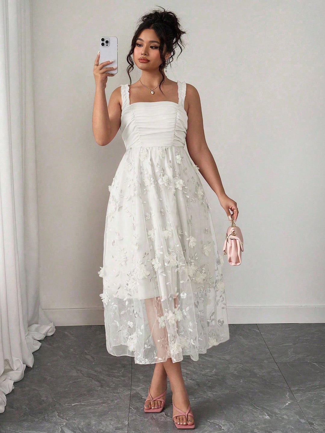SHEIN maxi ruha, fehér