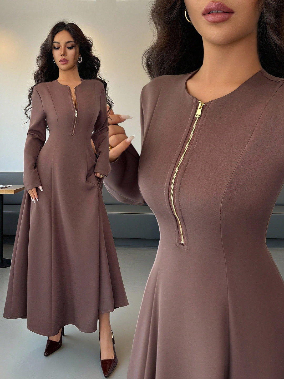 Rochie maxi SHEIN, maro