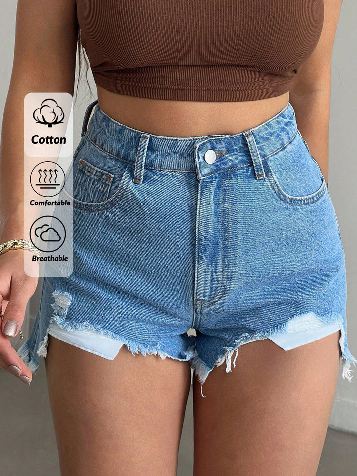 Pantaloni scurți de blugi Shein, albastru