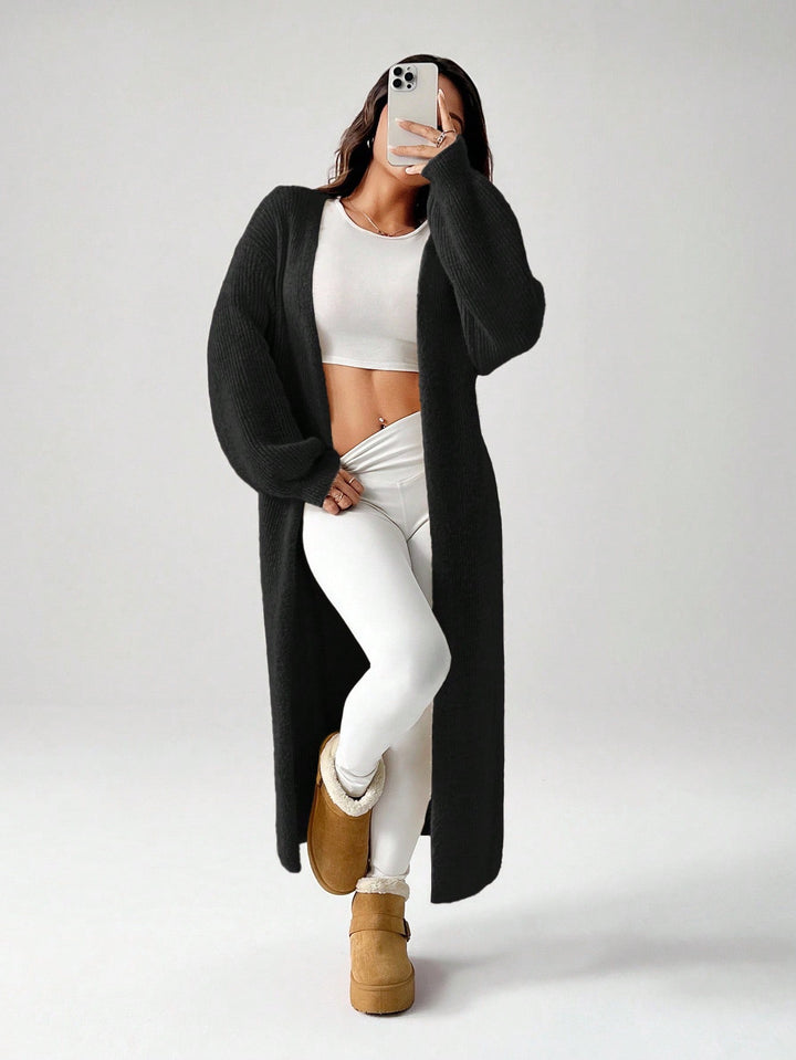 Cardigan lung SHEIN, negru