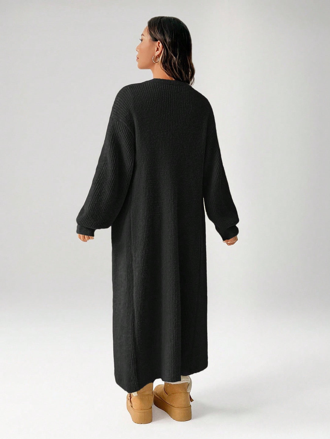 Cardigan lung SHEIN, negru