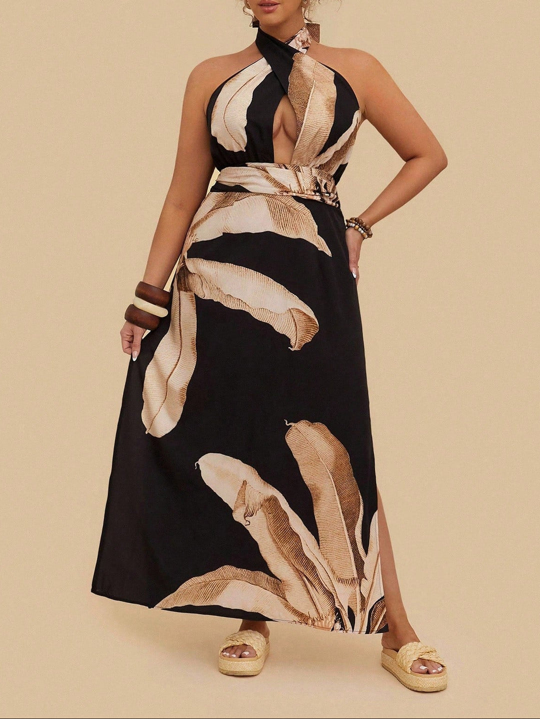 Shein Curve+ maxi ruha, fekete