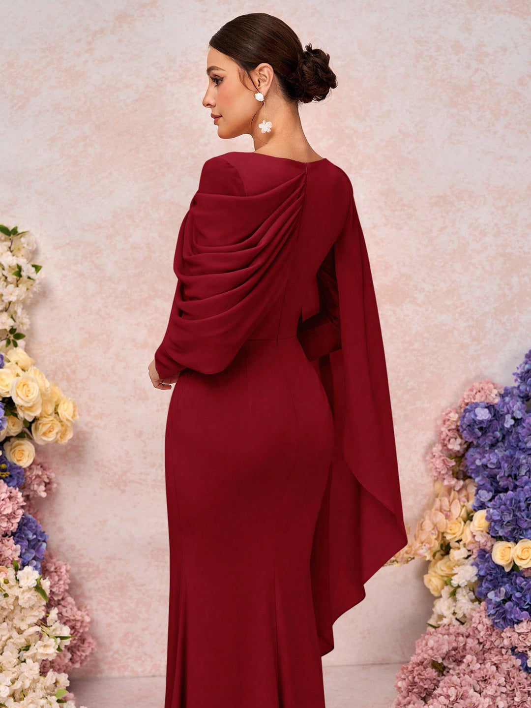 SHEIN maxi ruha, bordó