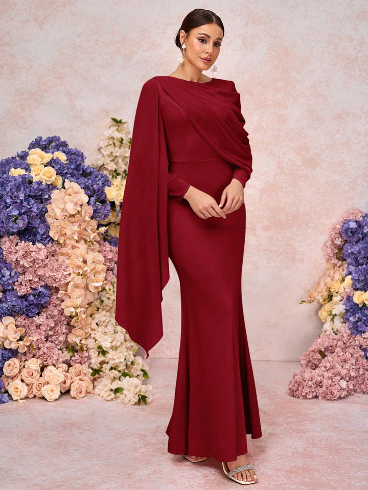 SHEIN maxi ruha, bordó