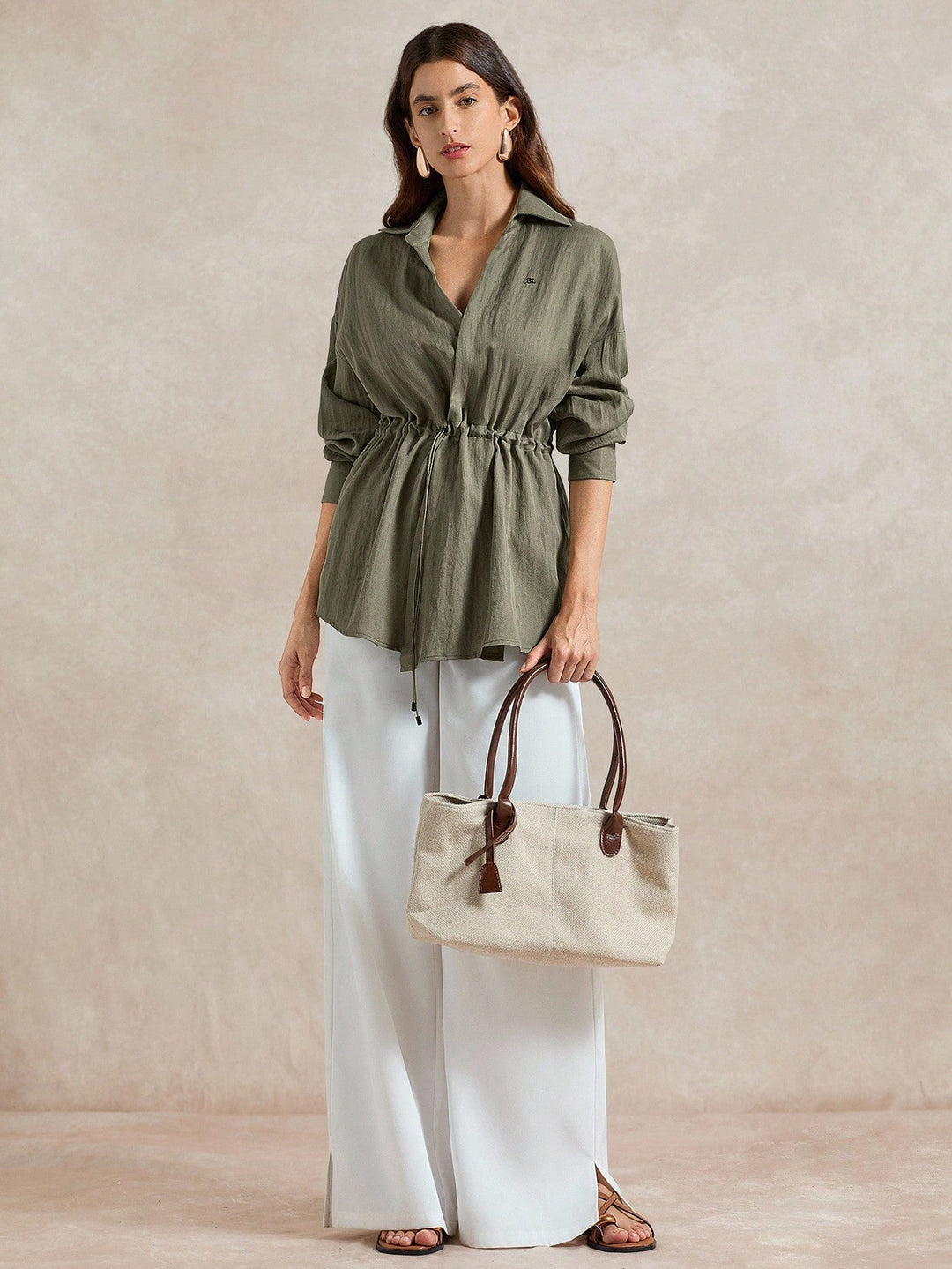 SHEIN hétköznapi blúz, khaki