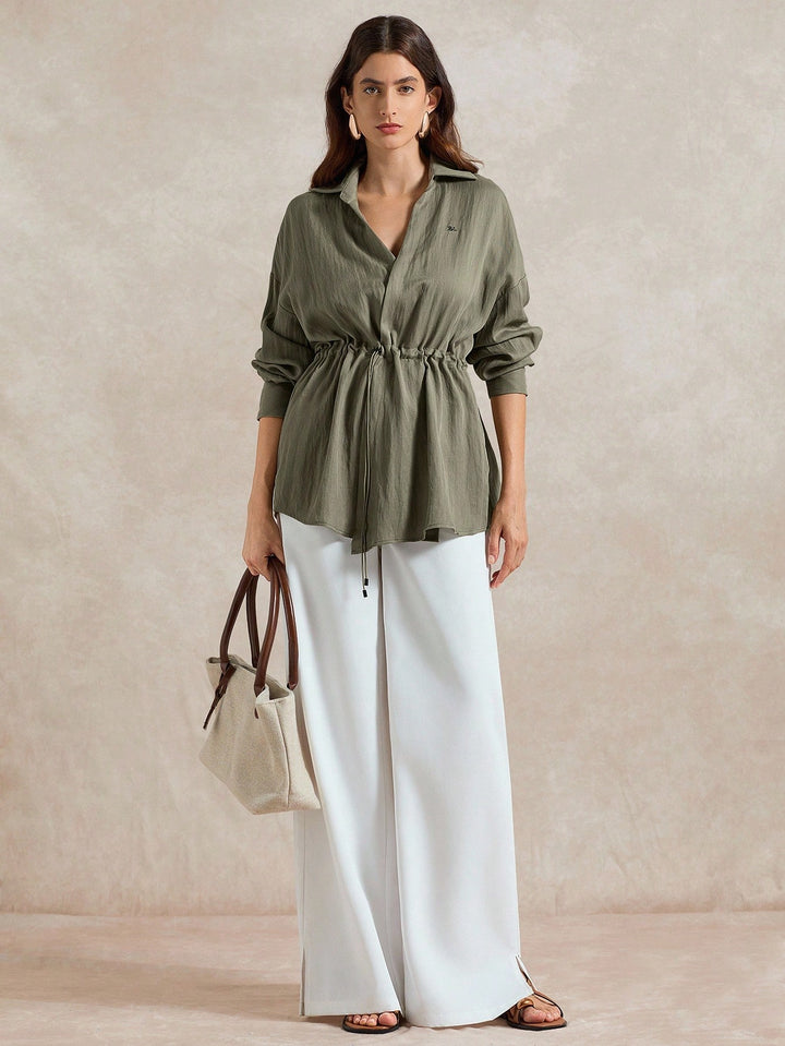SHEIN hétköznapi blúz, khaki