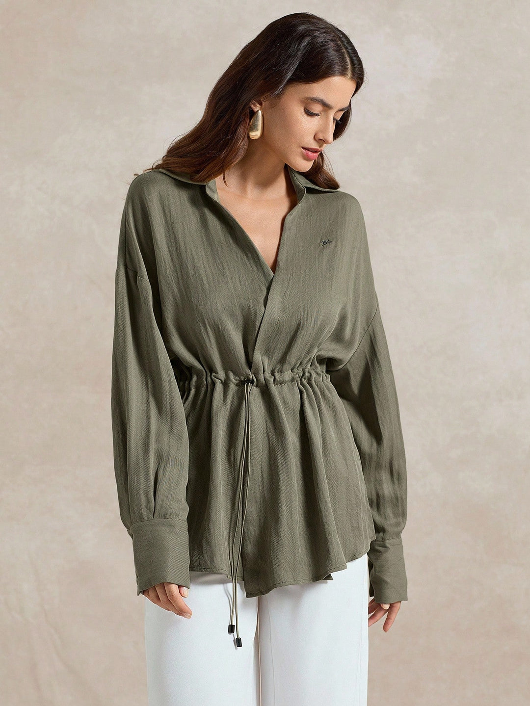 SHEIN hétköznapi blúz, khaki