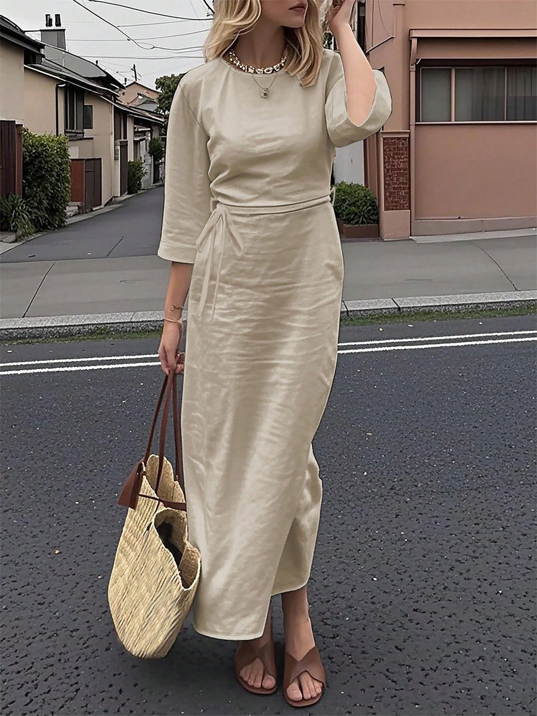 SHEIN Maxi ruha, krémszínű