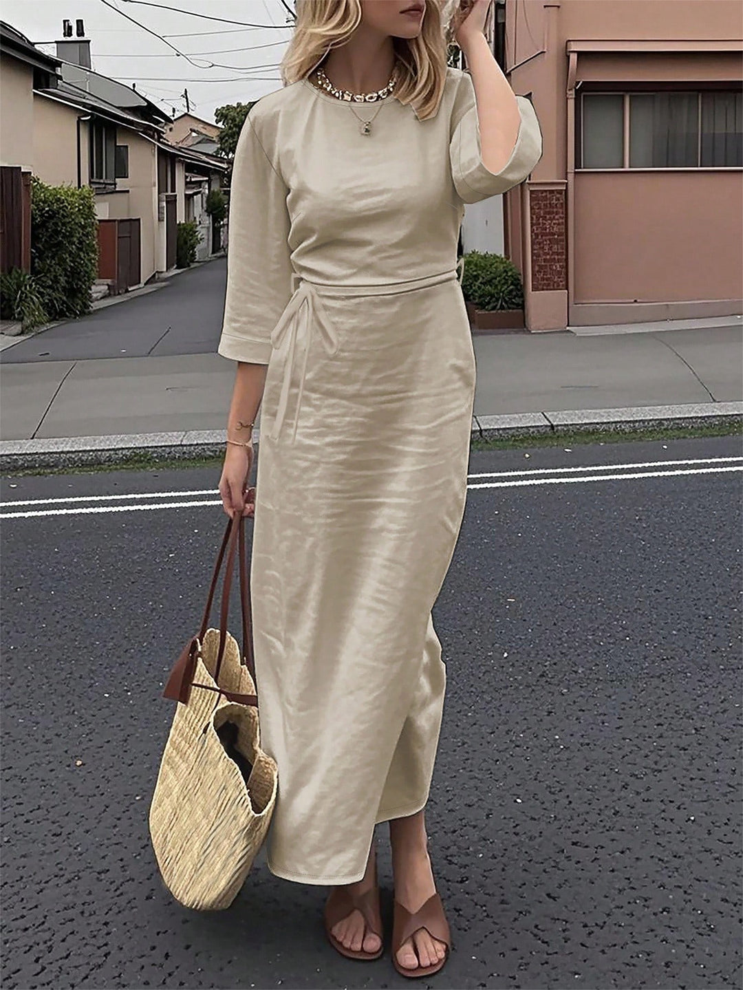 SHEIN Maxi ruha, krémszínű